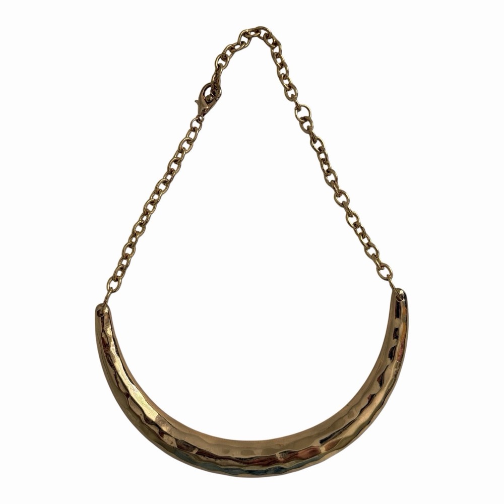 Statement Necklace Gold Choker Curved Bat Classic Timeless Minimalist